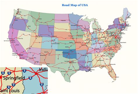 United States Road Map With Cities Printable Printable Us Maps