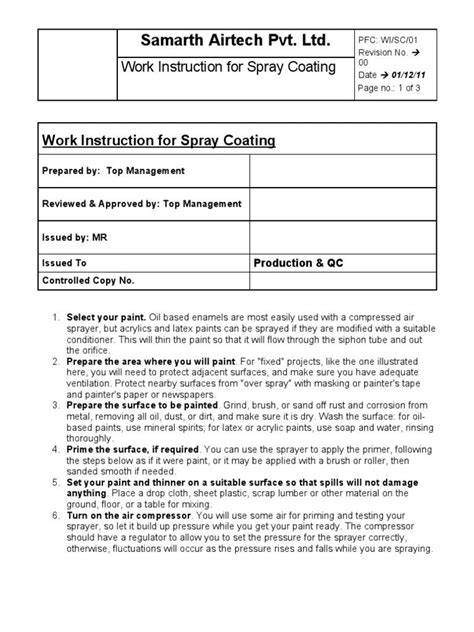 Work Instruction Template For Manufacturing