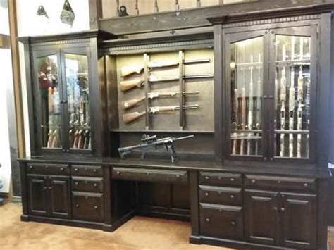 The battery for the keypad died, and i lost the key to open the safe. Wall Desk and Combination Gun Cabinetry - Amish Custom Gun ...