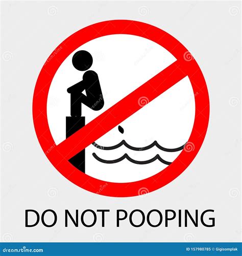 Simple Vector Prohibition Sign Do Not Pooping At Gray Background Stock