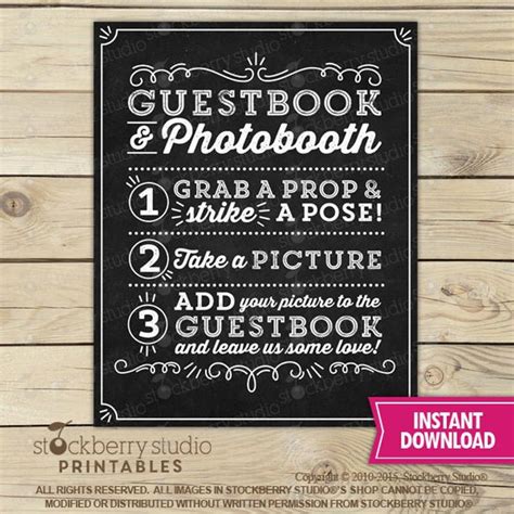 Guests take photos with their own devices, without needing to download and install an app. Guestbook Photobooth Sign - Wedding Photo Booth Sign Chalkboard - Guestbook Photo Sign Printable ...