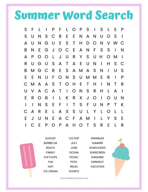 Summer Word Search Printable Pdf Printable Word Searches