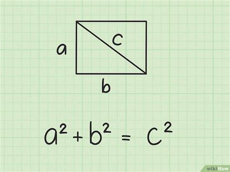 La diagonal d de un rectángulo se calcula con la fórmula d = √l² + w²