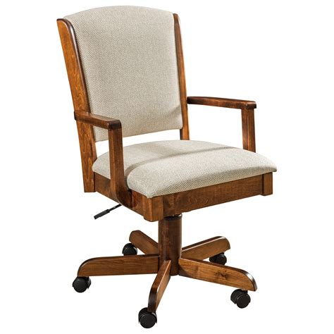 Fandn Woodworking Morris Customizable Solid Wood Swivel Desk Chair With