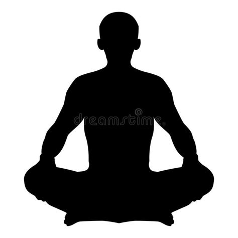 Man In Pose Lotus Yoga Pose Meditation Position Silhouette Asana Icon Black Color Illustration