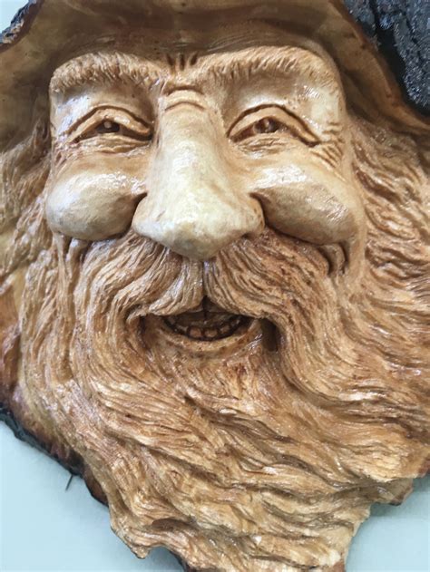 Wood Spirit Wood Carving Tree Spirit Wooden Old Man Face Etsy