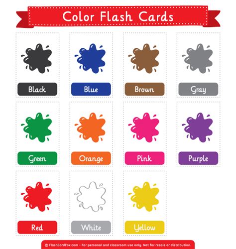 Free Printable Color Flashcards