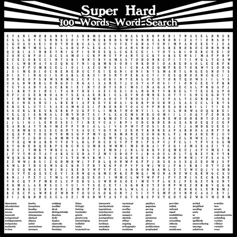 Hard Word Search Puzzles Printable