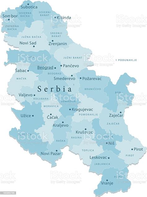 Serbien Vektorkarte Regionen Isoliert Stock Vektor Art Und Mehr Bilder