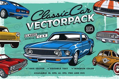 Classic Car Vector Pack Transportation Illustrations ~ Creative Market