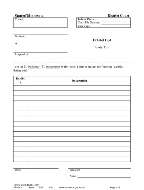Download the free trial exhibit checklist! Form FAM902 Download Printable PDF or Fill Online Exhibit ...
