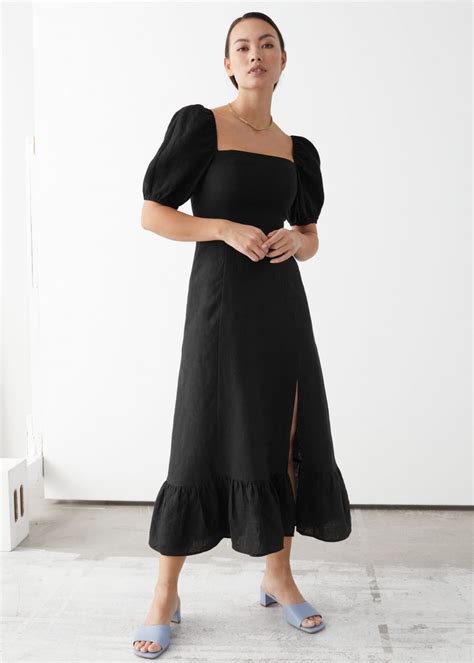 And Other Stories Linen Puff Sleeve Midi Dress We Select Dresses