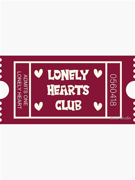 Lonely Hearts Club Sticker Sticker For Sale By Boss Studio Redbubble