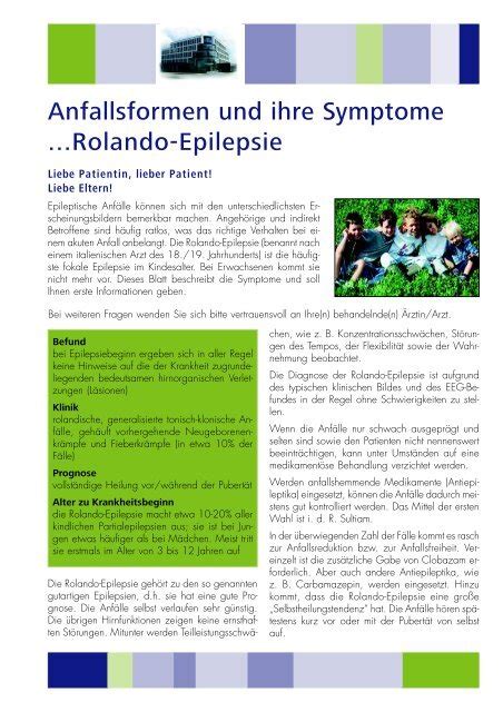 Anfallsformen Und Ihre Symptome Rolando Epilepsie Desitin
