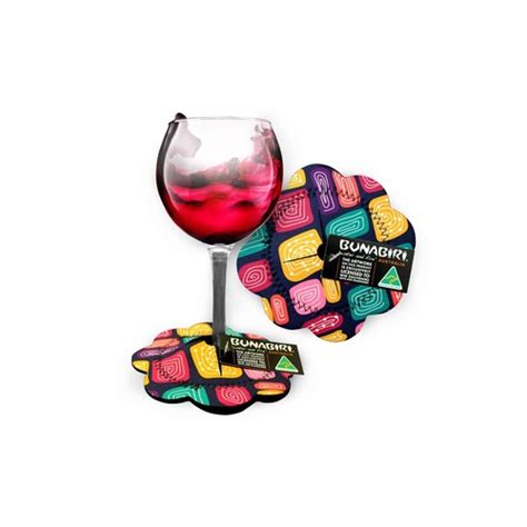 Bunabiri Aboriginal Art Neoprene Wine Glass Coaster Water Forest Country