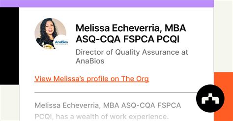 Melissa Echeverria Mba Asq Cqa Fspca Pcqi Director Of Quality Assurance At Anabios The Org