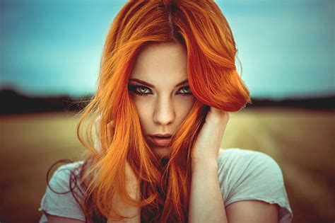 Hd Wallpaper Models Depth Of Field Face Girl Redhead Stare Woman Wallpaper Flare