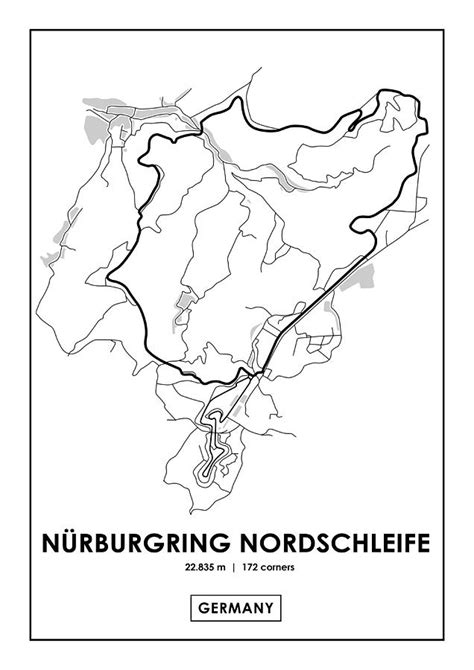 Nrburgring Nordschleife Germany Track Map Painting By Karl Tracy Pixels