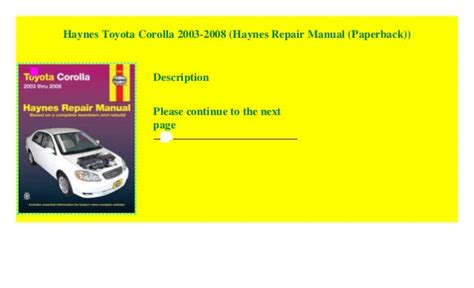 Haynes Manual Toyota Corolla