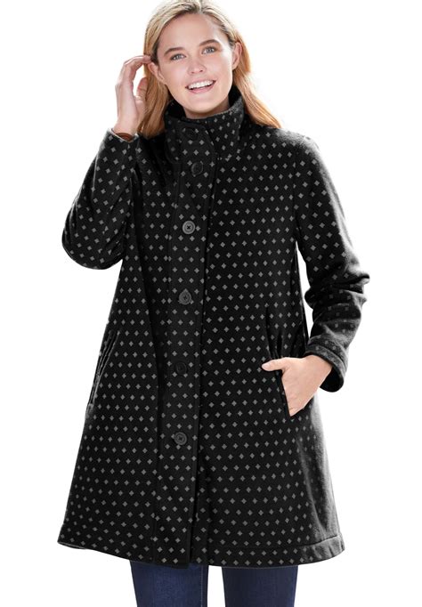 woman within woman within women s plus size fleece swing funnel neck coat coat