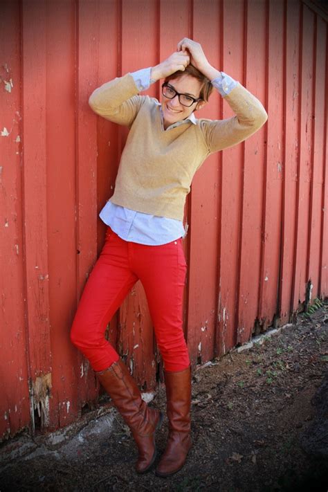 Preppy Nerdy Casual With Red Jeans Trophy Boutique