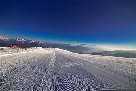 Hd Wallpaper Snowfield Far Away From Mountains Ski Run Runway