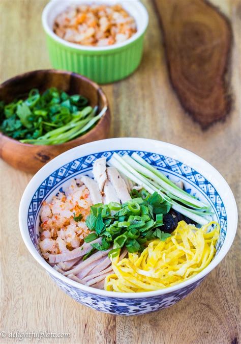 Vietnamese Bun Thang Hanoi Rice Vermicelli Noodles With Chicken Eggs