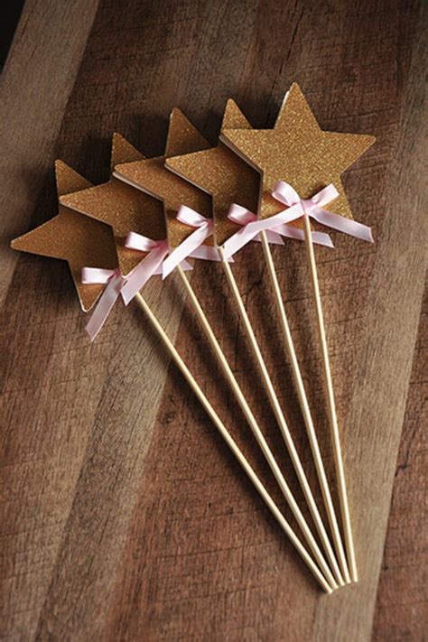 Fairy Wands For Pink And Gold Birthday Party Decoration 5ct Etsy