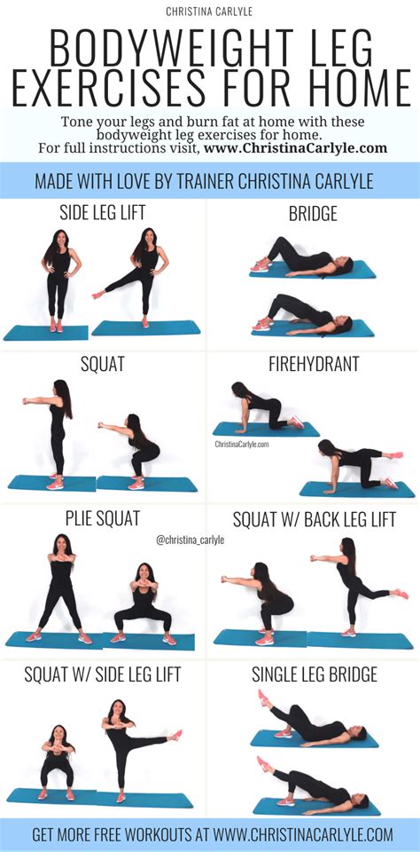 Leg Exercises At Home Bodyweight Workout For Women Body Weight Leg Workout Exercise Leg Workout