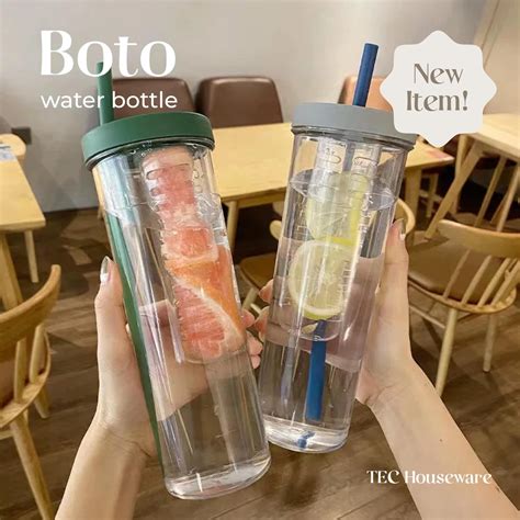 Termos Tec Boto Aesthetic Drink Bottle Detox Infused Water Bottle