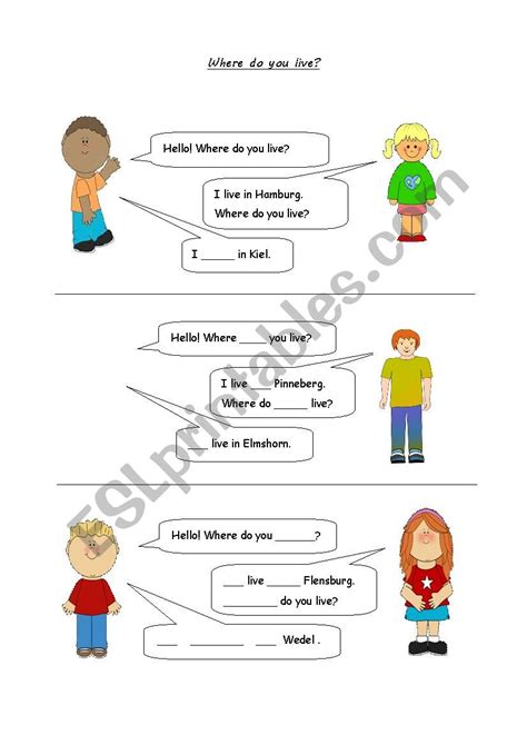 Where Do You Live Esl Worksheet By Uetersen
