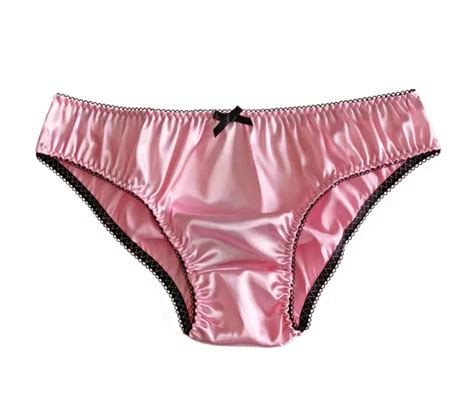 Baby Pink Satin Silky Lace Sissy Panties Briefs Knickers Underwear Size