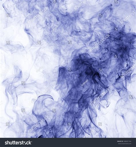Blue Smoke On White Background Inversion Stock Photo 348491744