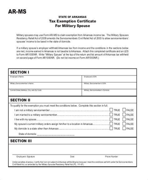 Military State Income Tax Exemption Form