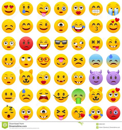 Set Of Emoticons Set Of Emoji Smile Icons Isolated Vector