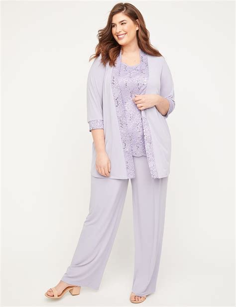 3 Piece Lace Gala Pant Suit Simple And Beauty Plus Size Outfits