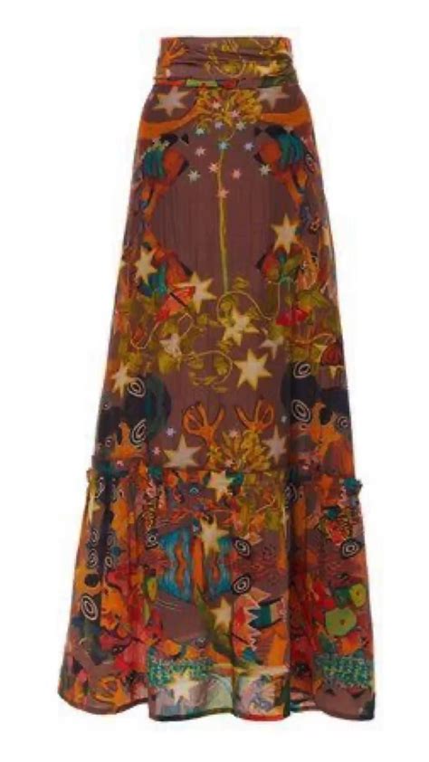 Exotic India Long Printed Dori Skirt From Gujarat With Patch Work Rayon