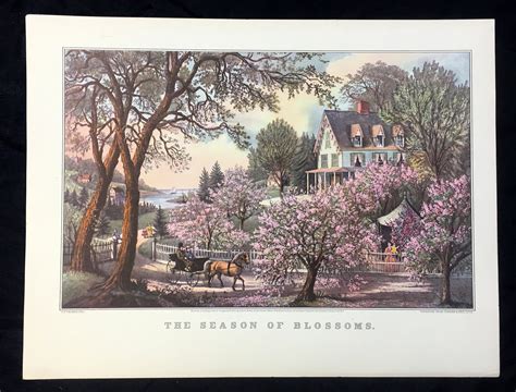 Currier And Ives Vintage Print Art The Season Of Blossoms Spring Etsy
