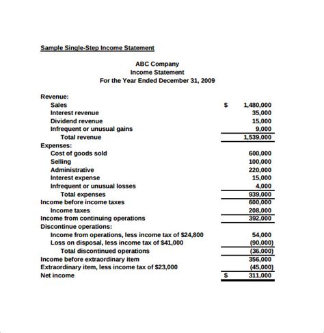Free 6 Simple Income Statements In Pdf Word