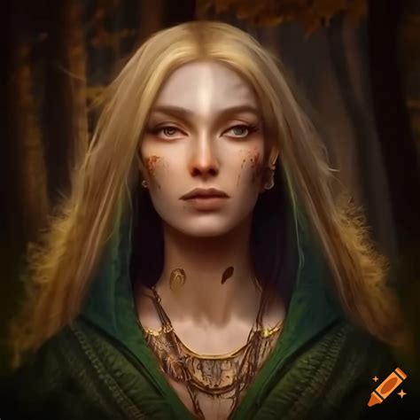 Digital Art Of An Elf Shaman In A Dark Forest