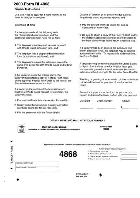 Form Ri 4868 Extension Of Time Application Instructions Sheet