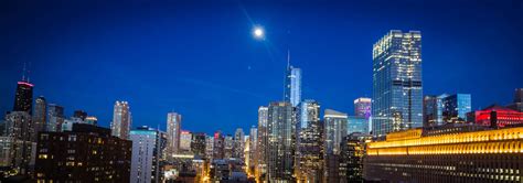 Chicago City Cityscape Moonlight Night Night Lights 4k Wallpaper