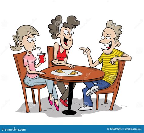 Friends Sitting Around A Table Chatting Stock Illustration