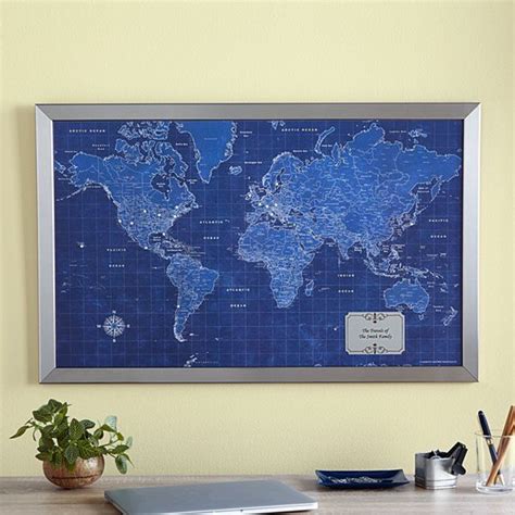 Track Your Travels On This Highly Detailed Map With Pins To Mark Each