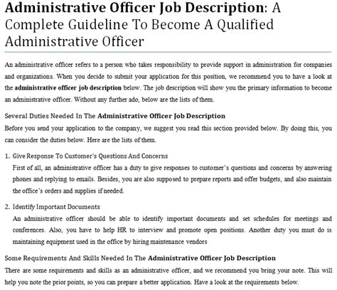 Administrative Officer Job Description A Complete Guideline To Become