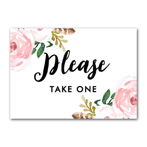 Wedding Sign Flowers Please Take One Instant Download Printable