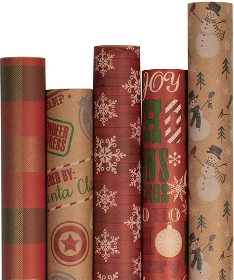 Kraft Wrapping Paper Set Gift Wrap With Reversible Designs For My XXX