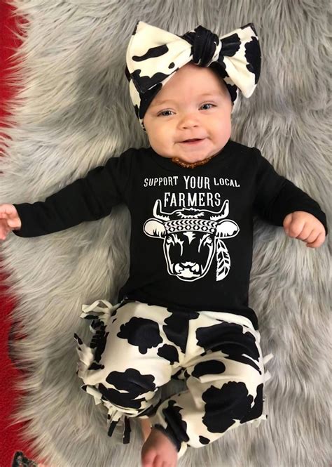 Country Baby Cow Outfit Cute Baby Clothes Baby Girl Cowgirl Outfit Cute