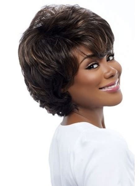 New Design Short Wavy Ladies African American Wig With Bangs Short