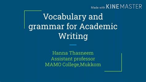 Unit V Vocabulary And Grammar For Academic Writing Youtube